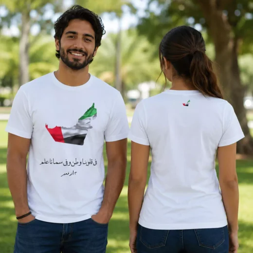 UAE Map and Arabic Heritage Quote National Day Printed T-Shirt
