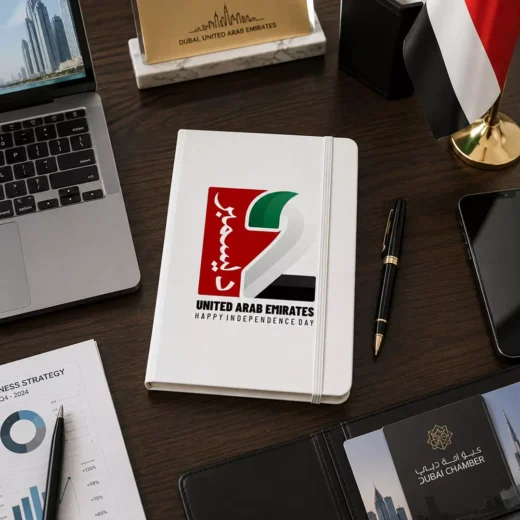 UAE Flag and 2 December National Day Hardcover Notebook