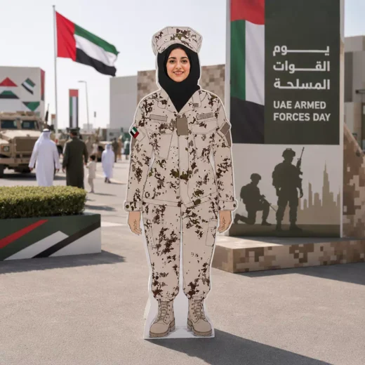 UAE Armed Forces Woman in Desert Uniform Photo Booth Standee Cutout