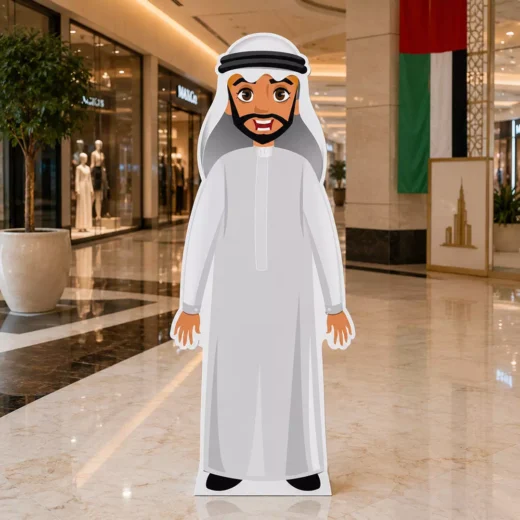 Illustrated Emirati Man in Traditional White Kandura Character Cutout
