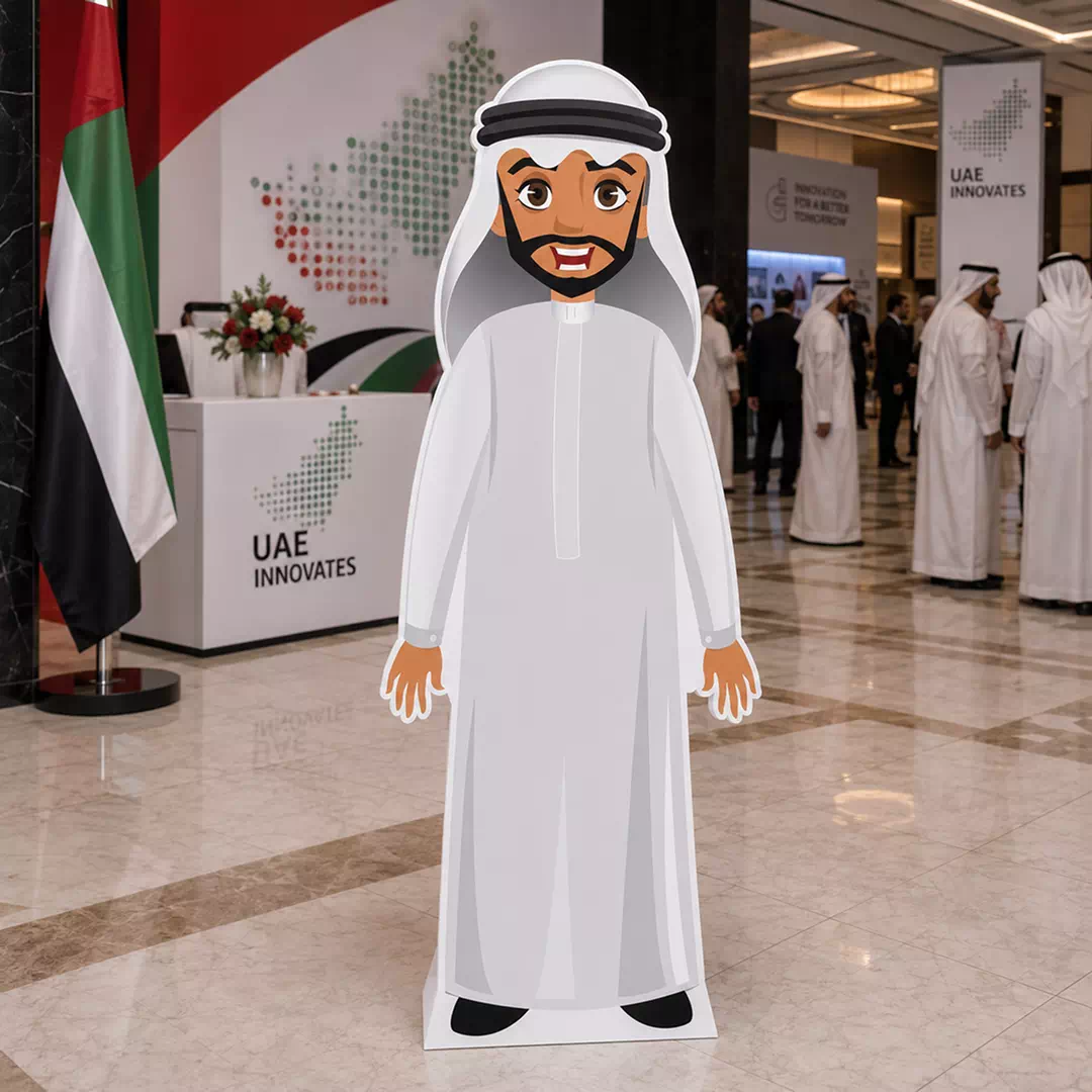 Illustrated Emirati Man in Traditional White Kandura Character Cutout - Image 3