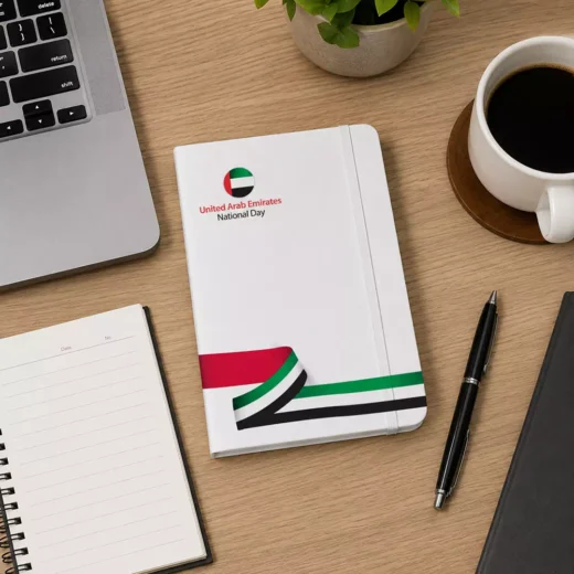 UAE Flag Stripe and 2 December National Day Hardcover Notebook