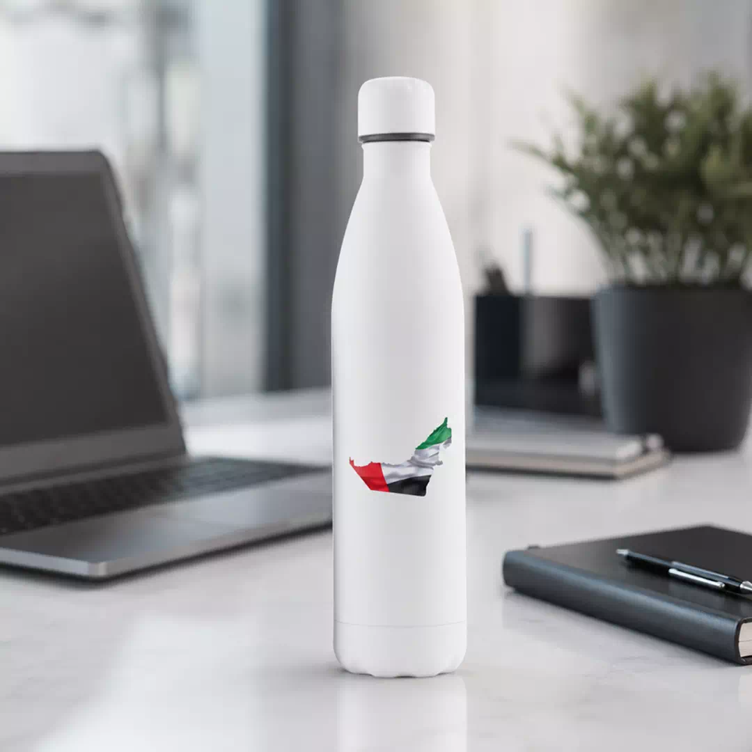 UAE Map and National Flag Vacuum Insulated Metal Water Bottle - Image 2