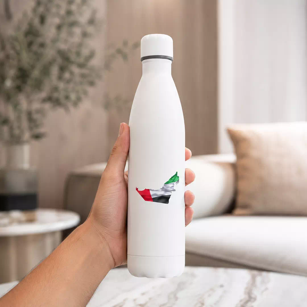 UAE Map and National Flag Vacuum Insulated Metal Water Bottle - Image 4