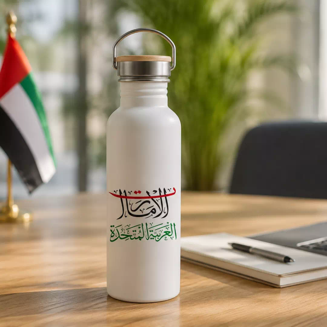 UAE Arabic Calligraphy National Day Vacuum Insulated Metal Water Bottle - Image 2