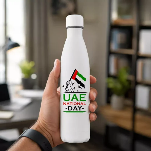 UAE Map and Dubai Skyline National Day Metal Water Bottle