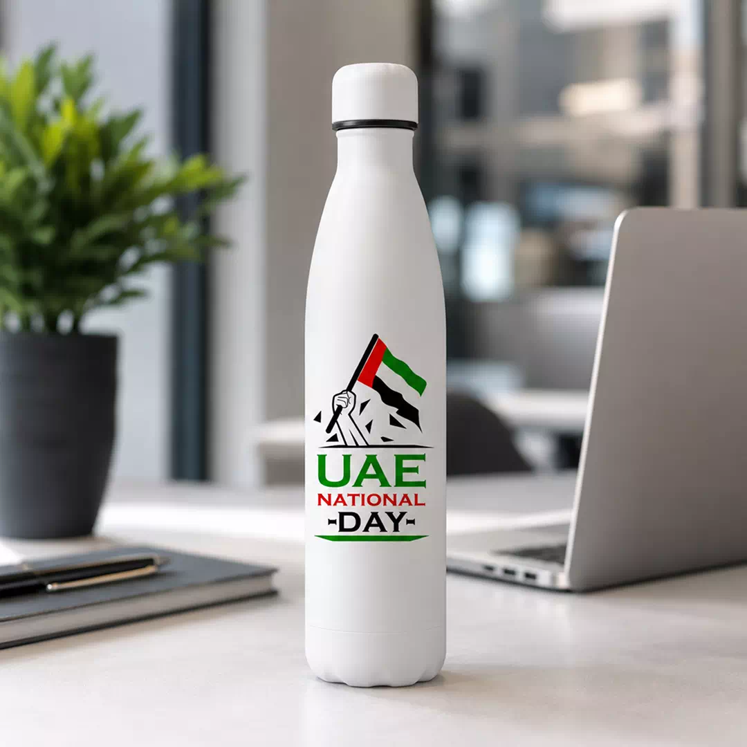 UAE Map and Dubai Skyline National Day Metal Water Bottle - Image 3
