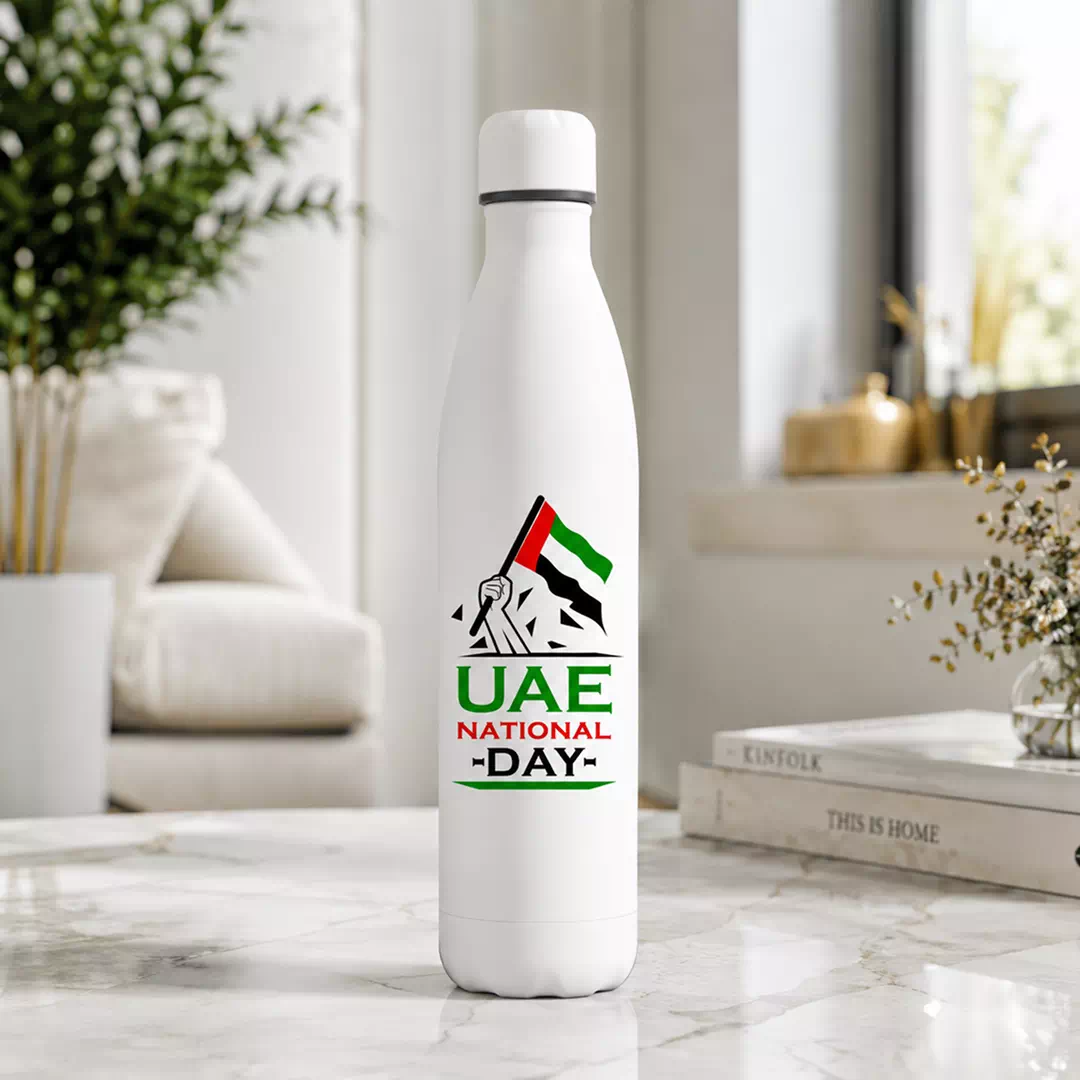 UAE Map and Dubai Skyline National Day Metal Water Bottle - Image 4