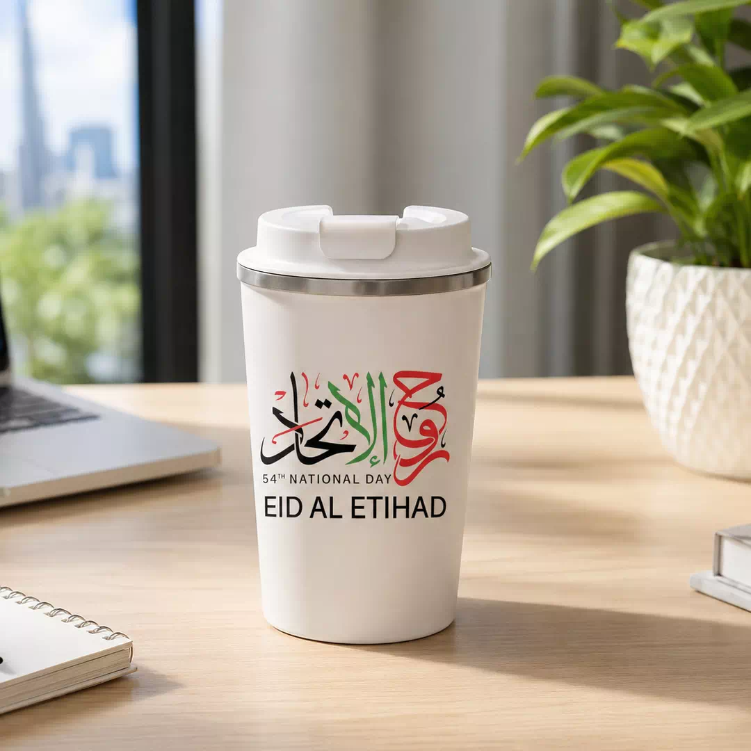 Eid Al Etihad Arabic Calligraphy Insulated Travel Tumbler - Image 4