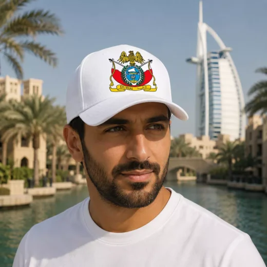 Dubai Government Emblem Embroidered White Cap