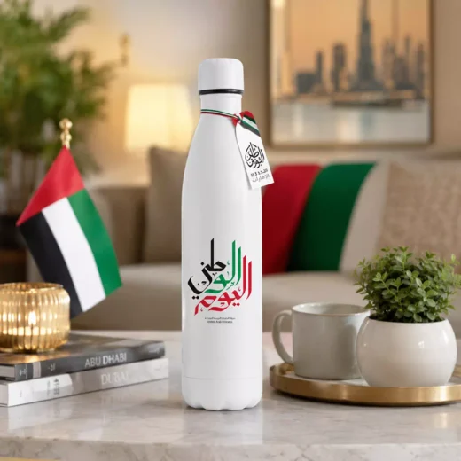 UAE Arabic Calligraphy and Skyline Metal Water Bottle