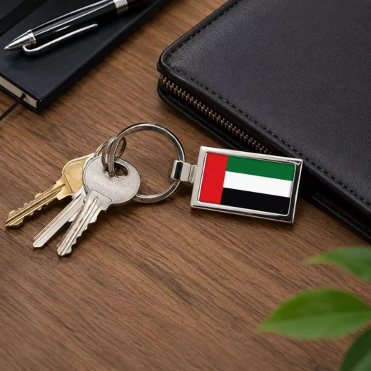 Rectangular UAE National Flag Metal Keychain