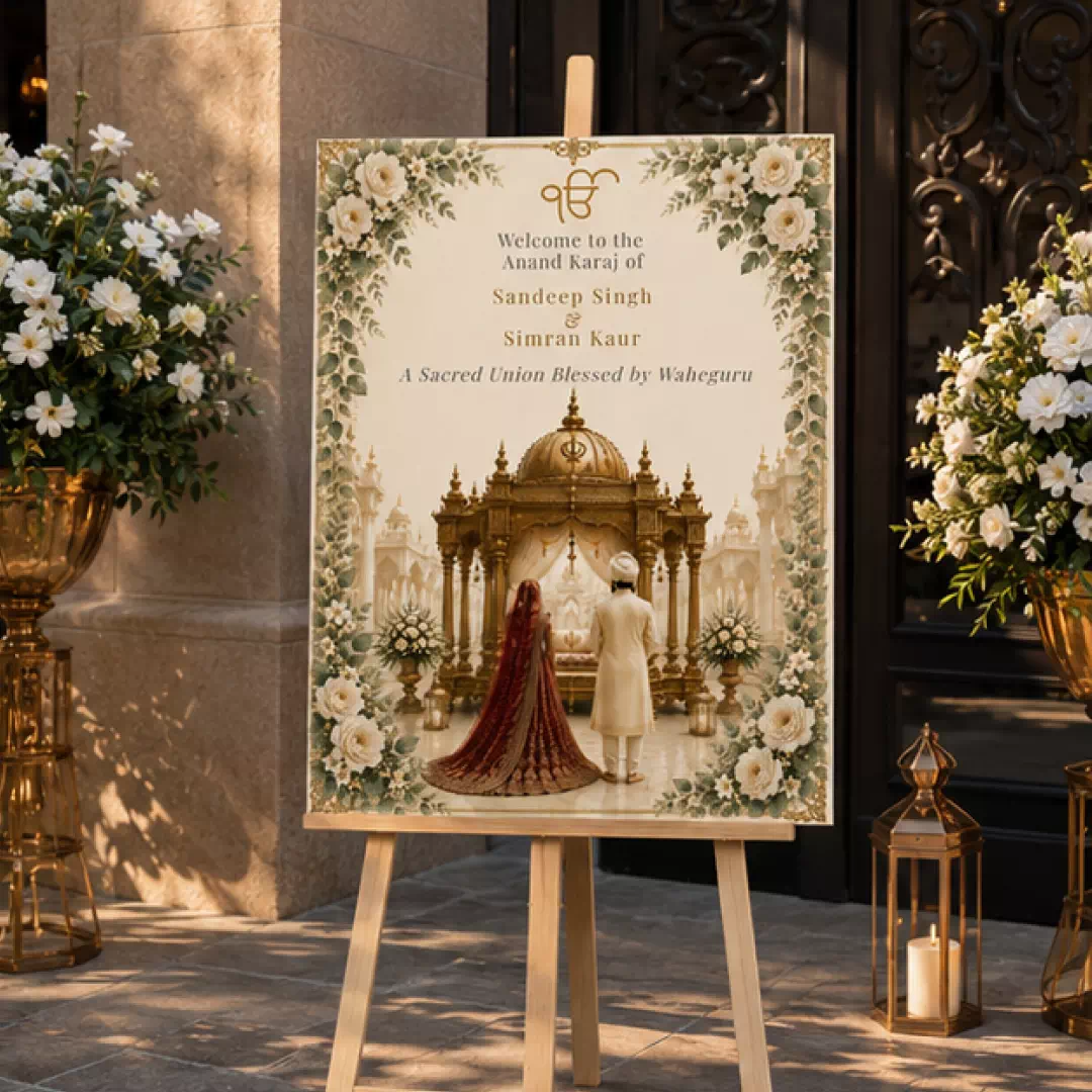 Ornate Palace Wedding Welcome Board – Personalised Wedding Welcome Sign UAE - Image 2
