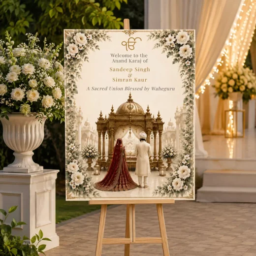 Ornate Palace Wedding Welcome Board – Personalised Wedding Welcome Sign UAE