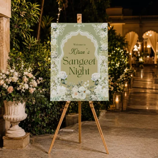 Simple Elegant Sangeet Welcome Board – Personalised Wedding Welcome Sign UAE