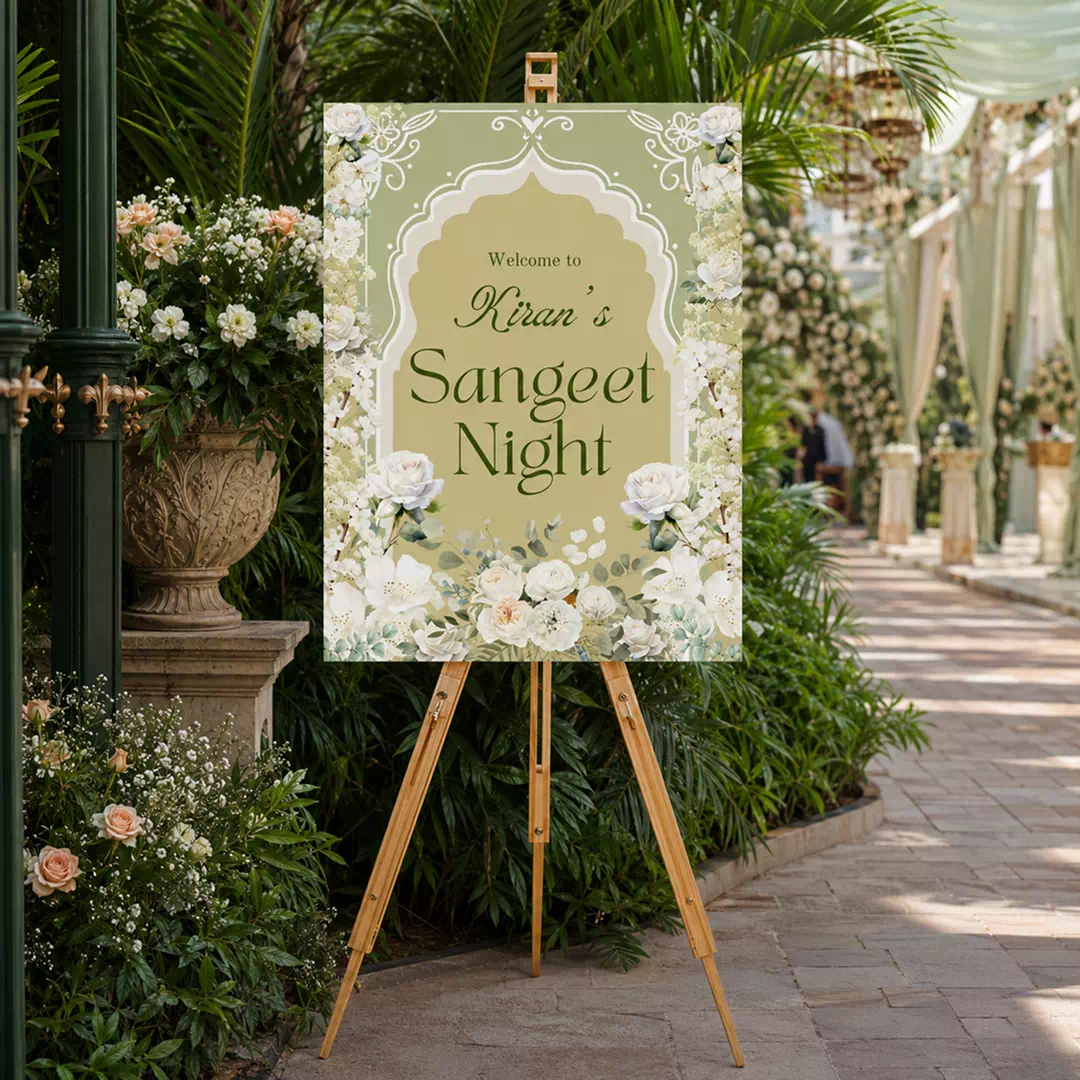 Simple Elegant Sangeet Welcome Board – Personalised Wedding Welcome Sign UAE - Image 2