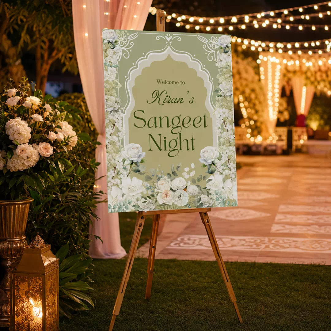Simple Elegant Sangeet Welcome Board – Personalised Wedding Welcome Sign UAE - Image 3