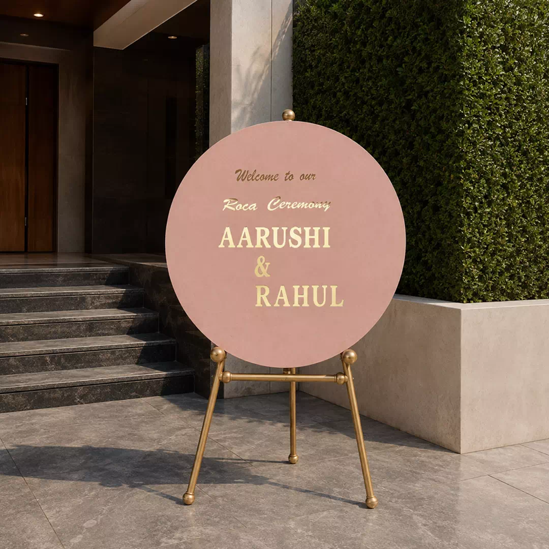 Round Pink Engagement Welcome Sign – Personalised Wedding Welcome Sign UAE - Image 2