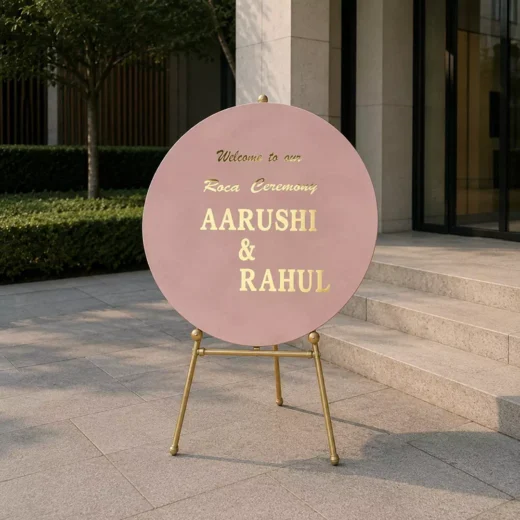 Round Pink Engagement Welcome Sign – Personalised Wedding Welcome Sign UAE