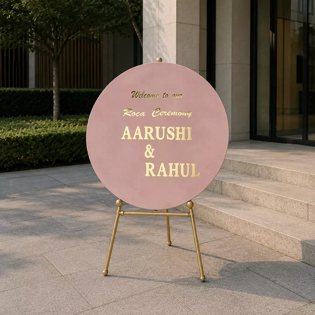 Round Pink Engagement Welcome Sign – Personalised Wedding Welcome Sign UAE