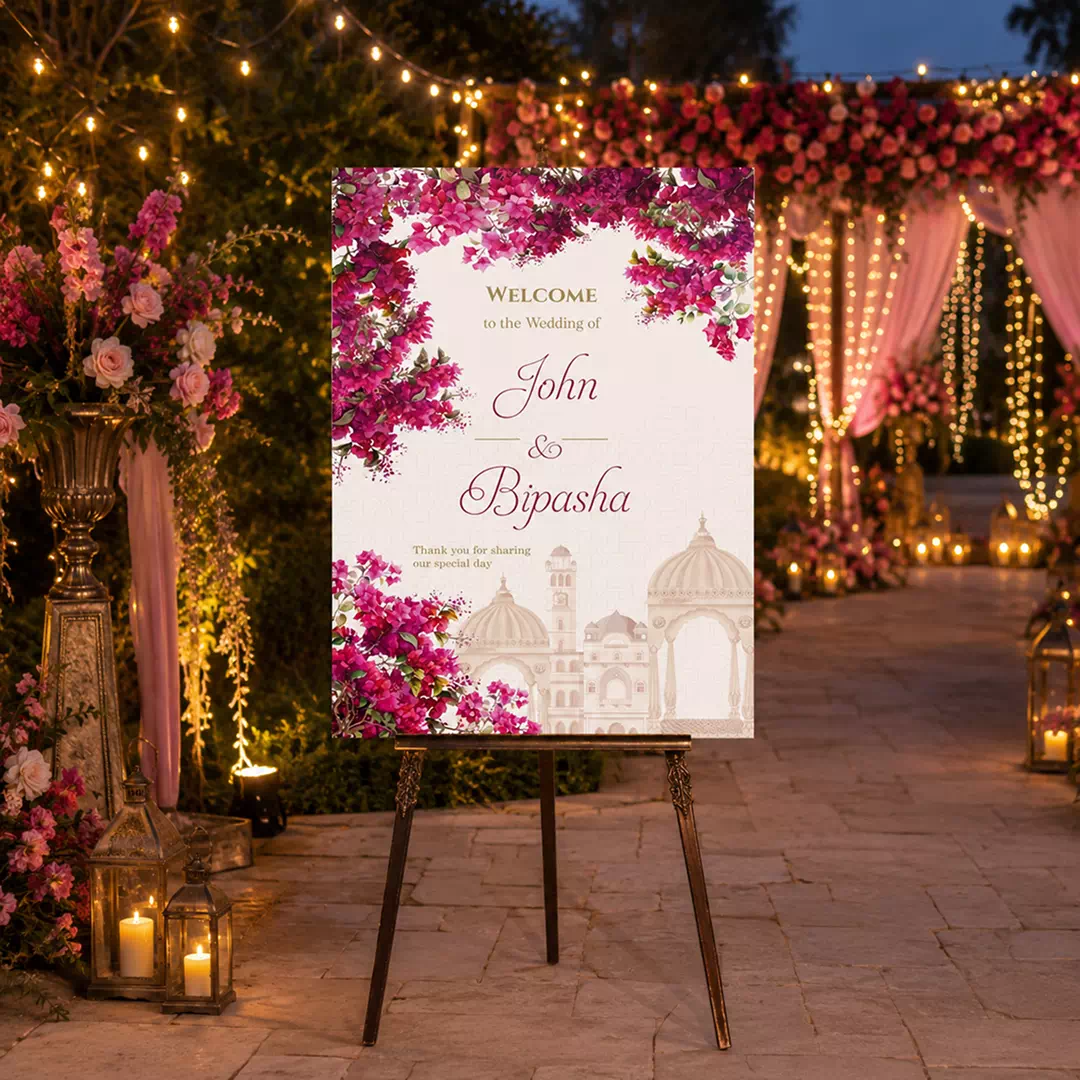 Magenta Mandala Wedding Welcome Board – Personalised Wedding Welcome Sign UAE - Image 2