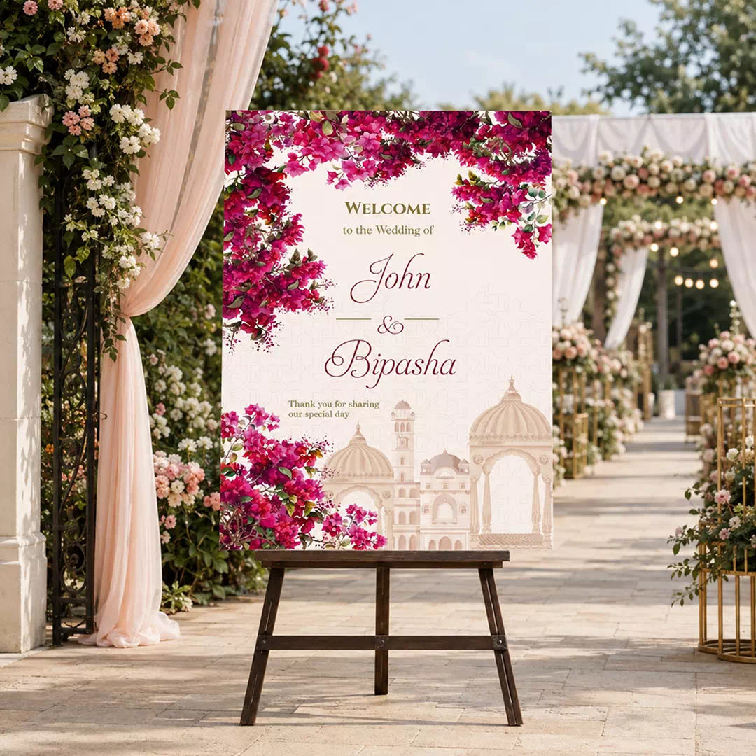 Magenta Mandala Wedding Welcome Board – Personalised Wedding Welcome Sign UAE - Image 3