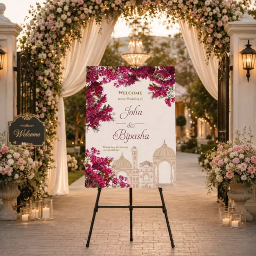 Magenta Mandala Wedding Welcome Board – Personalised Wedding Welcome Sign UAE