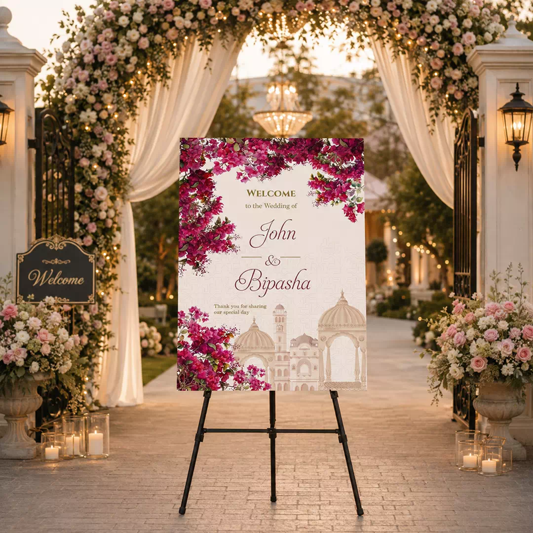 Magenta Mandala Wedding Welcome Board – Personalised Wedding Welcome Sign UAE
