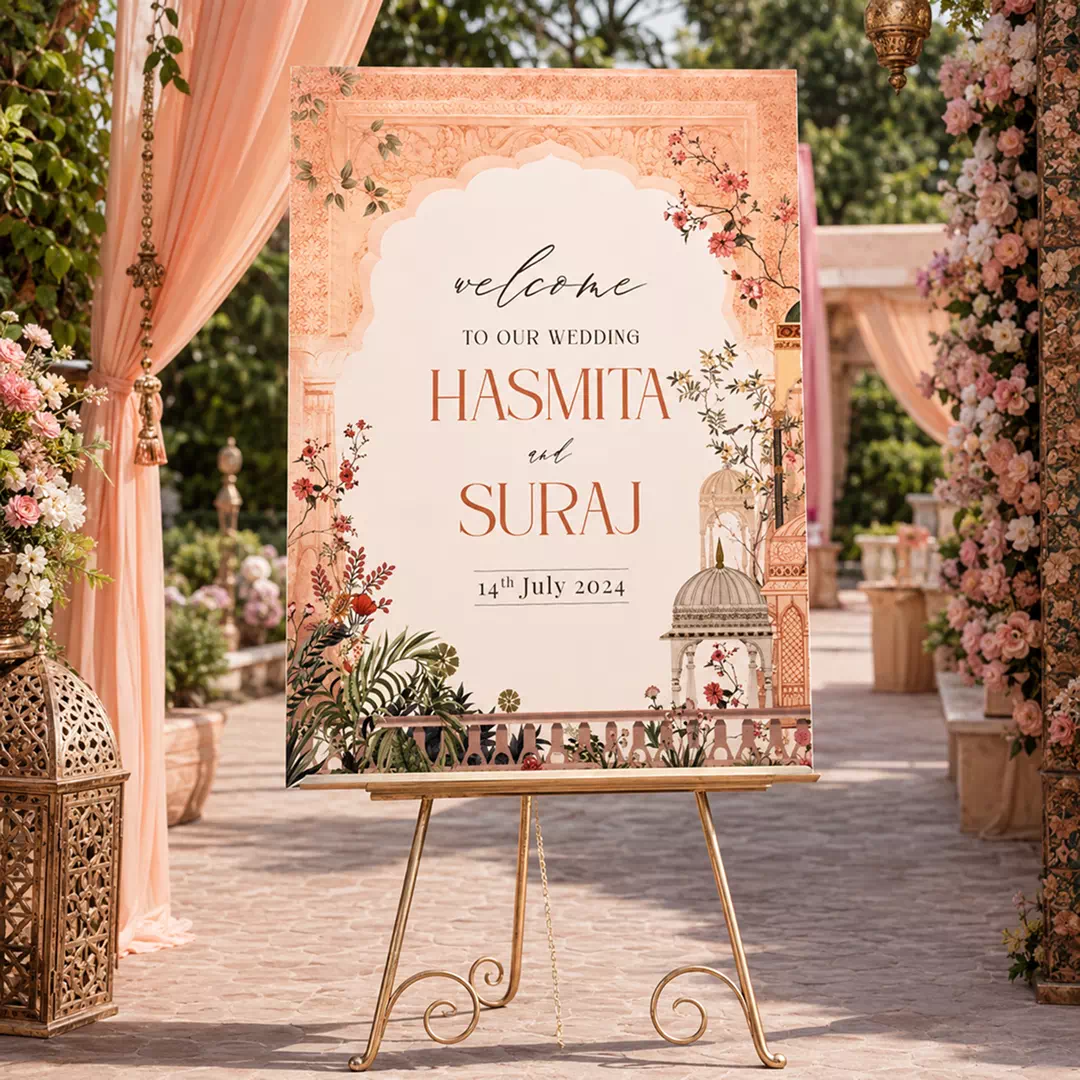 Dark Gold Mandala Wedding Welcome Board – Personalised Wedding Welcome Sign UAE - Image 2