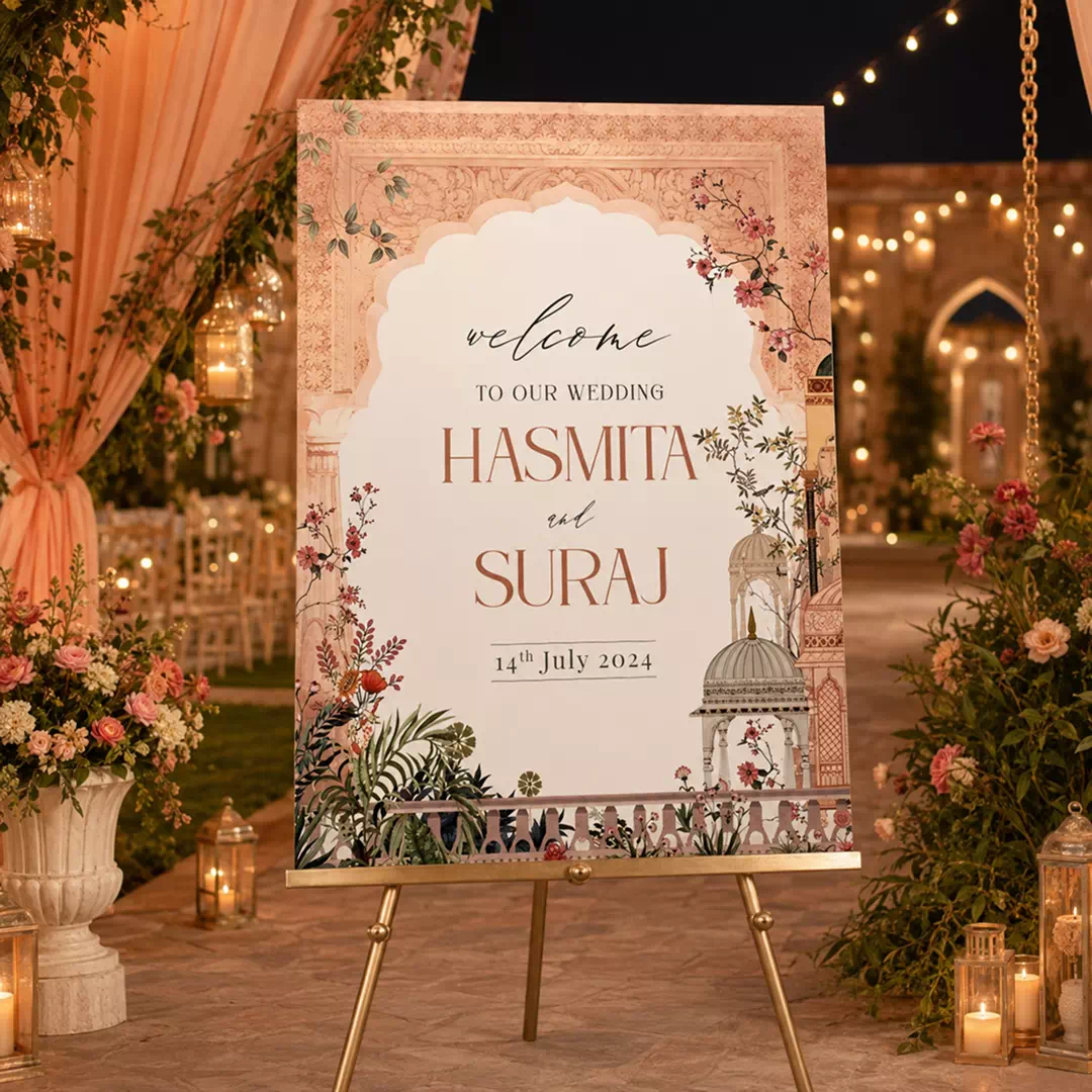 Dark Gold Mandala Wedding Welcome Board – Personalised Wedding Welcome Sign UAE