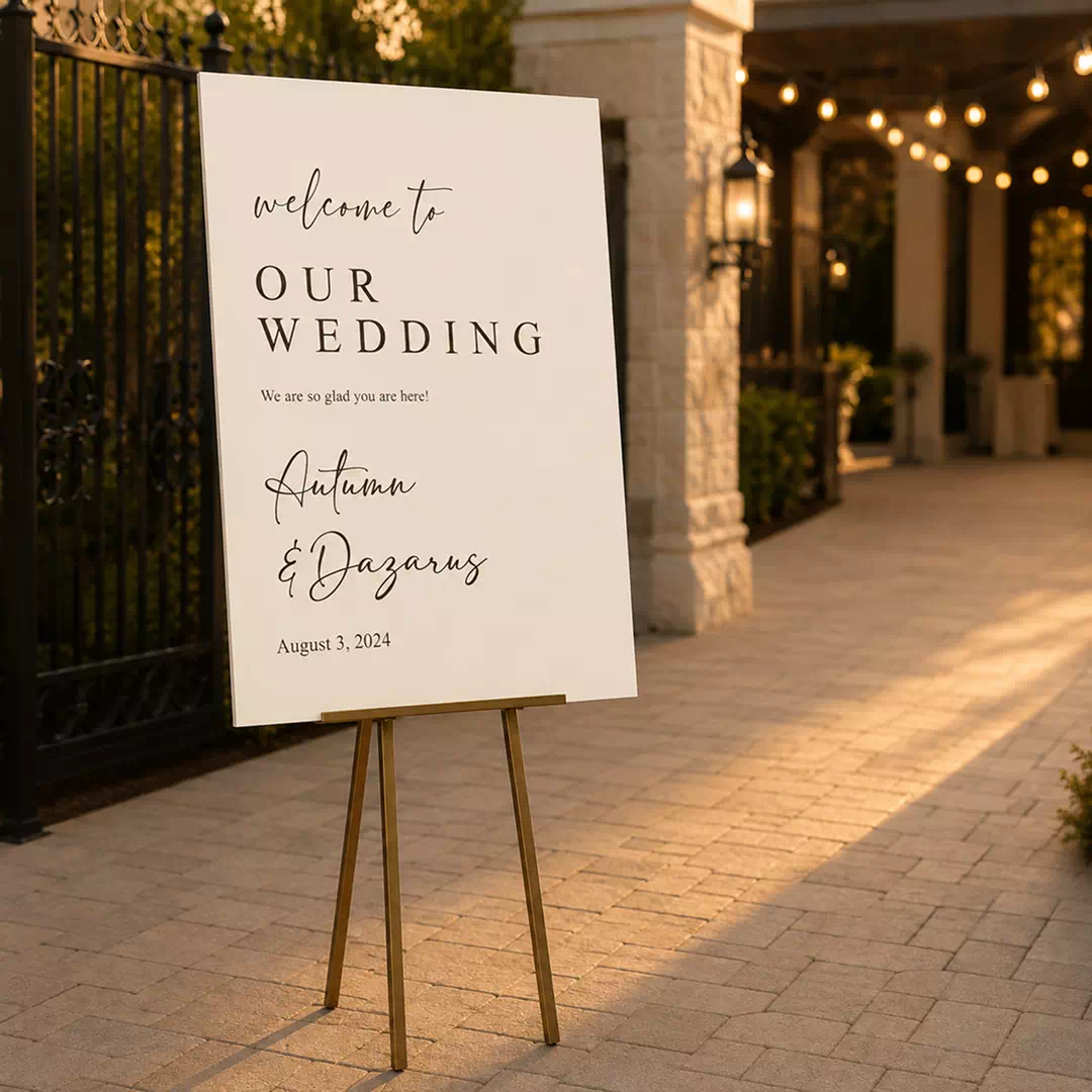 Simple White Wedding Welcome Board – Personalised Wedding Welcome Sign UAE - Image 3