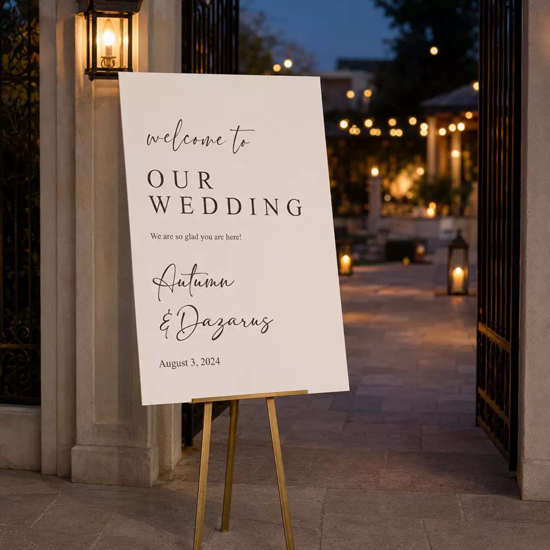 Simple White Wedding Welcome Board – Personalised Wedding Welcome Sign UAE - Image 4