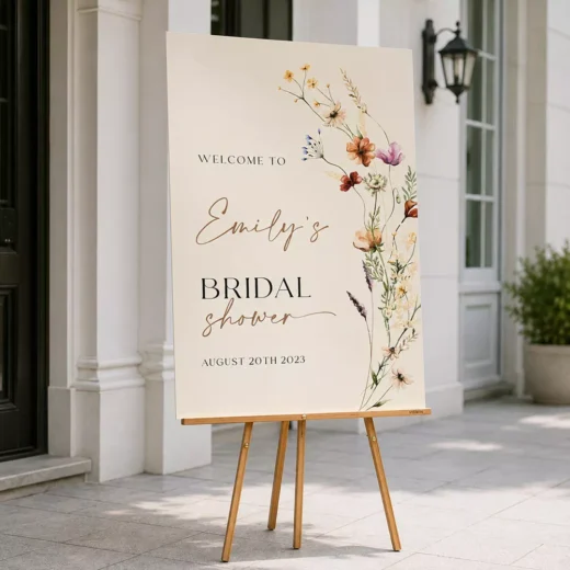 Floral Cream Bridal Shower Welcome Board – Personalised Wedding Welcome Sign UAE