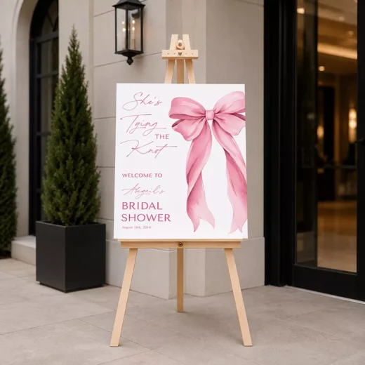 Pink Bow Elegant Bridal Shower Board – Personalised Wedding Welcome Sign UAE
