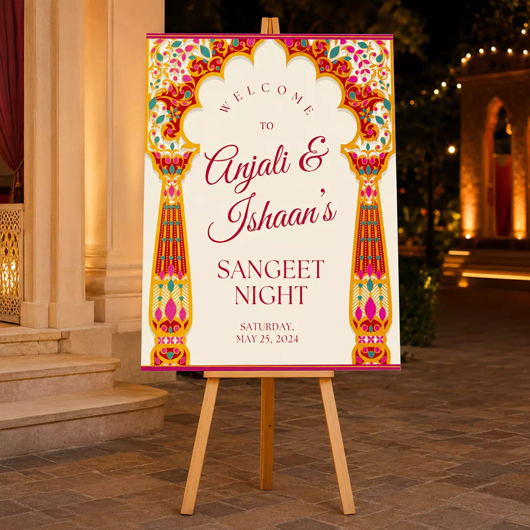 Colourful String Light Sangeet Welcome Board – Personalised Wedding Welcome Sign UAE - Image 4