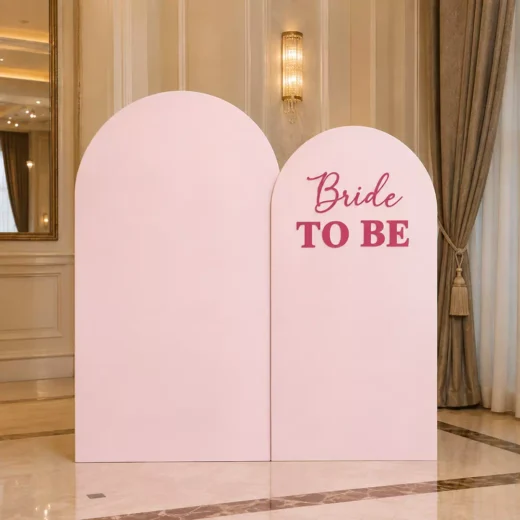 Blush Pink Double-Arch Bride-to-Be Bridal Shower Welcome Backdrop