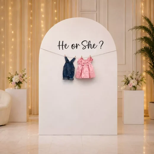 Hanging Baby Outfit Arch Backdrop – Gender Reveal Photo Backdrop UAE
