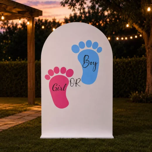 Footprint Boy or Girl Arch Backdrop – Gender Reveal Photo Backdrop UAE