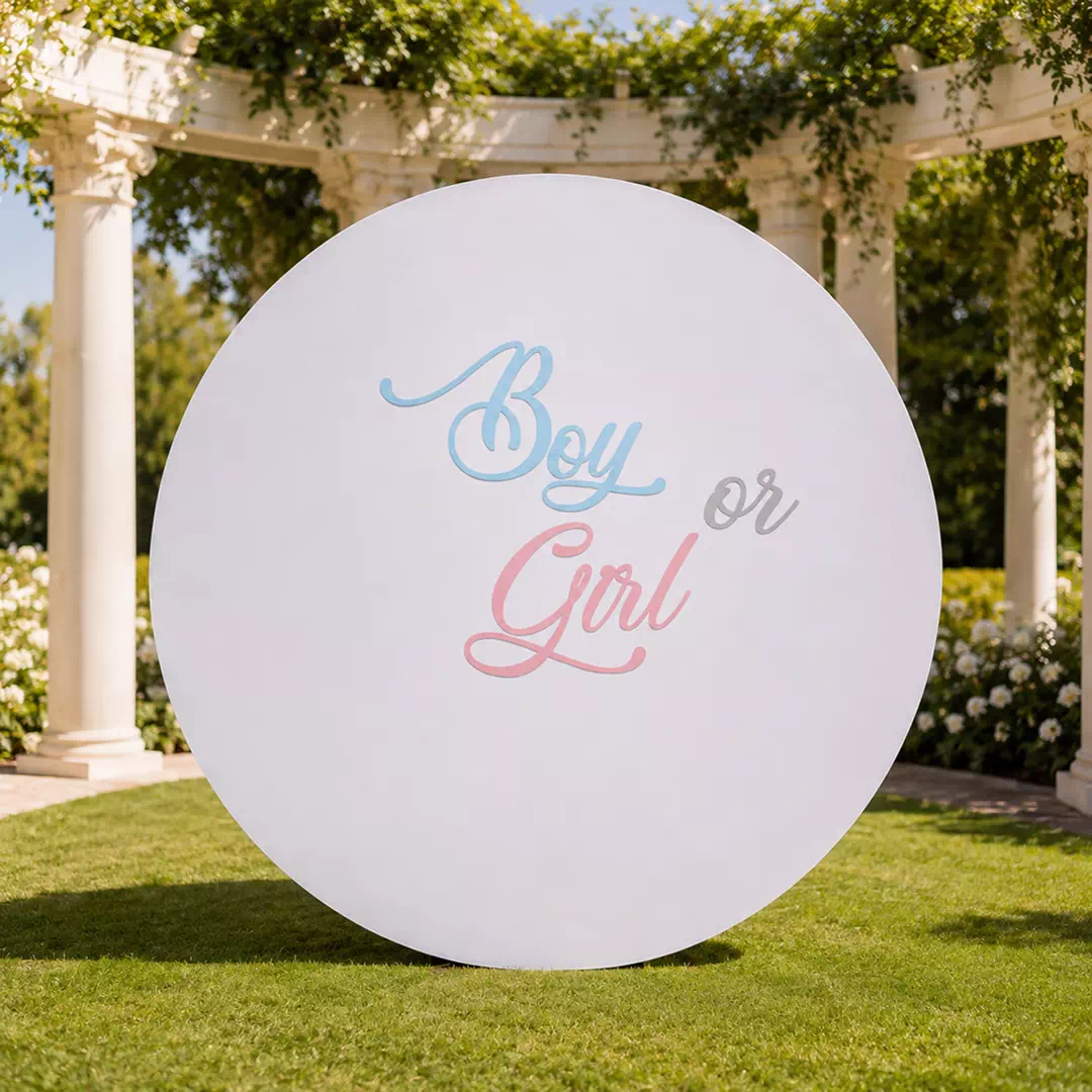 Round Script Boy or Girl Backdrop – Gender Reveal Photo Backdrop UAE - Image 2