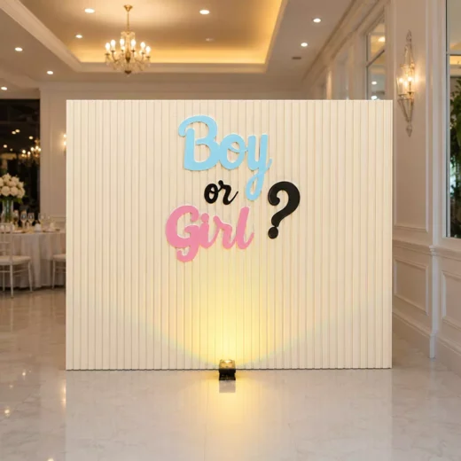 Bold Bubble Text Boy or Girl Backdrop – Gender Reveal Photo Backdrop UAE