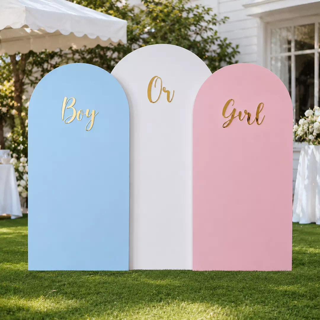 Blue Pink White Tri-Panel Backdrop – Gender Reveal Photo Backdrop UAE - Image 2