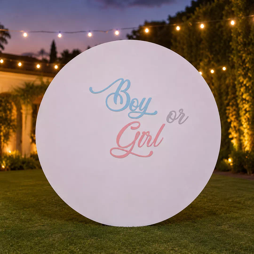 Round Script Boy or Girl Backdrop – Gender Reveal Photo Backdrop UAE - Image 4