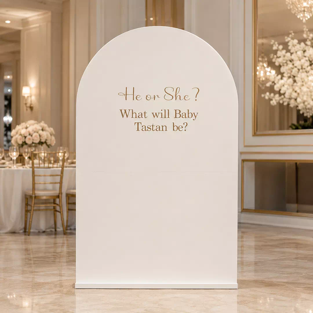 He or She Elegant Single Arch Backdrop – Gender Reveal Photo Backdrop UAE - Image 2