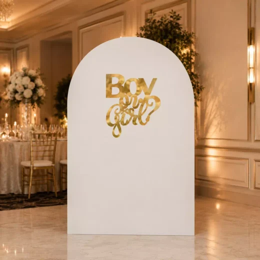 Gold Script Boy Girl Arch Backdrop – Gender Reveal Photo Backdrop UAE