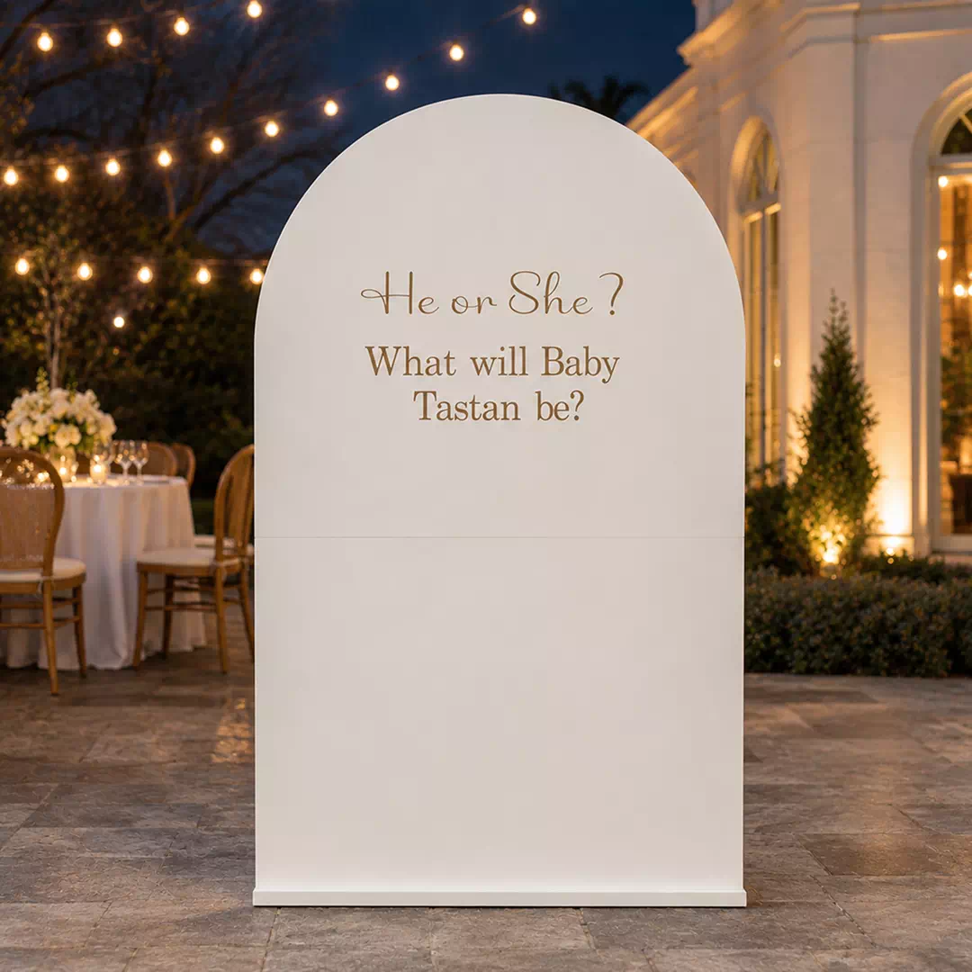 He or She Elegant Single Arch Backdrop – Gender Reveal Photo Backdrop UAE - Image 4