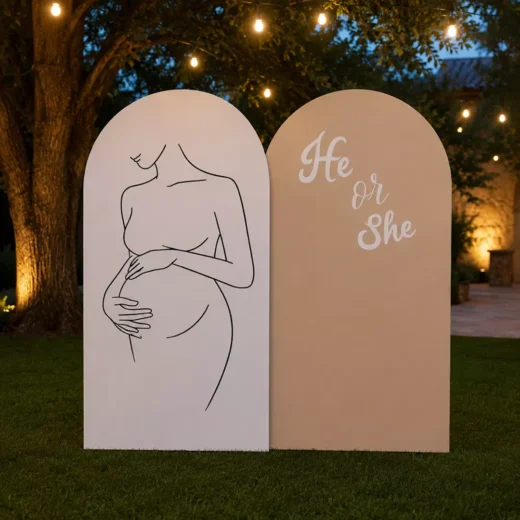 Pregnant Silhouette Line Art Backdrop – Gender Reveal Photo Backdrop UAE