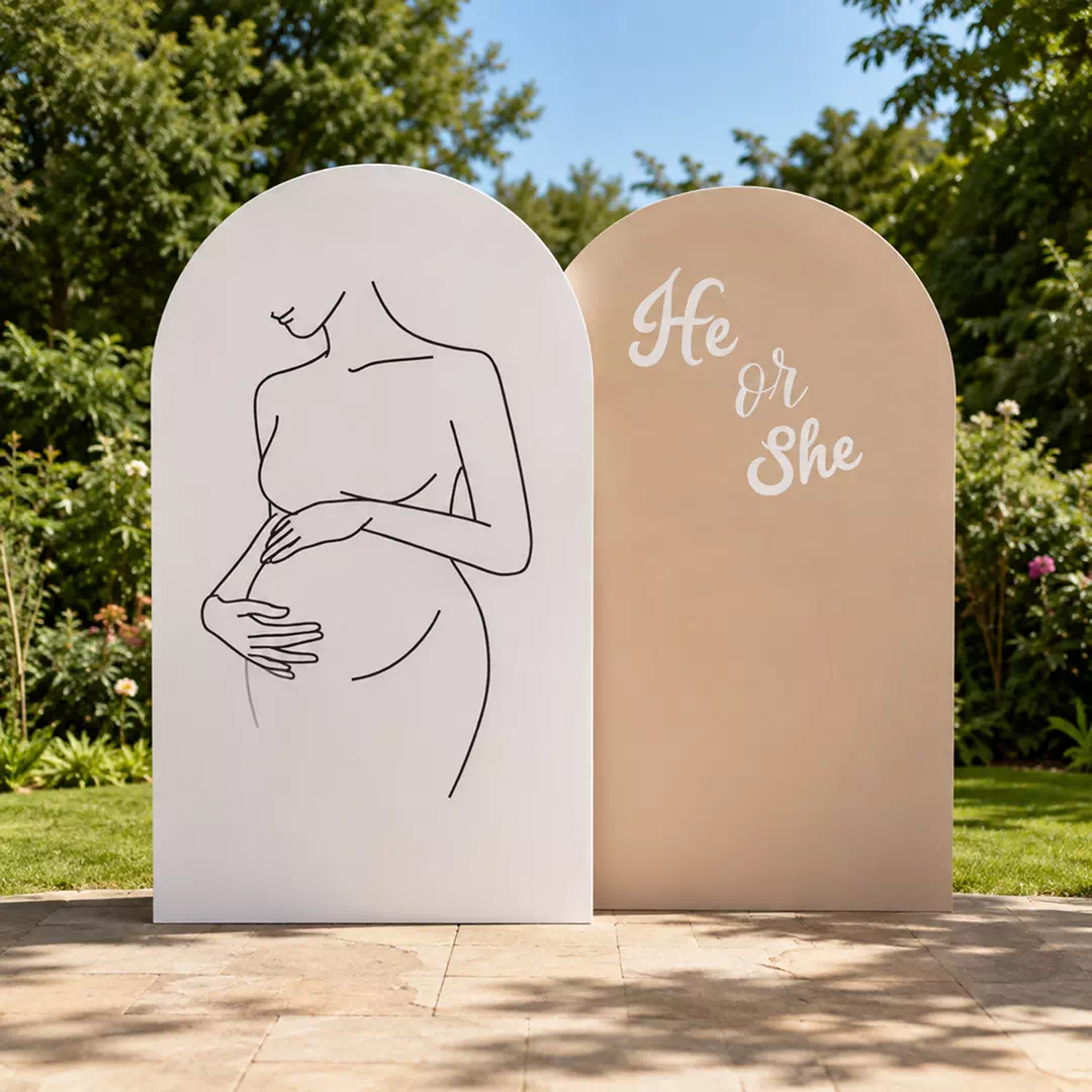 Pregnant Silhouette Line Art Backdrop – Gender Reveal Photo Backdrop UAE - Image 3