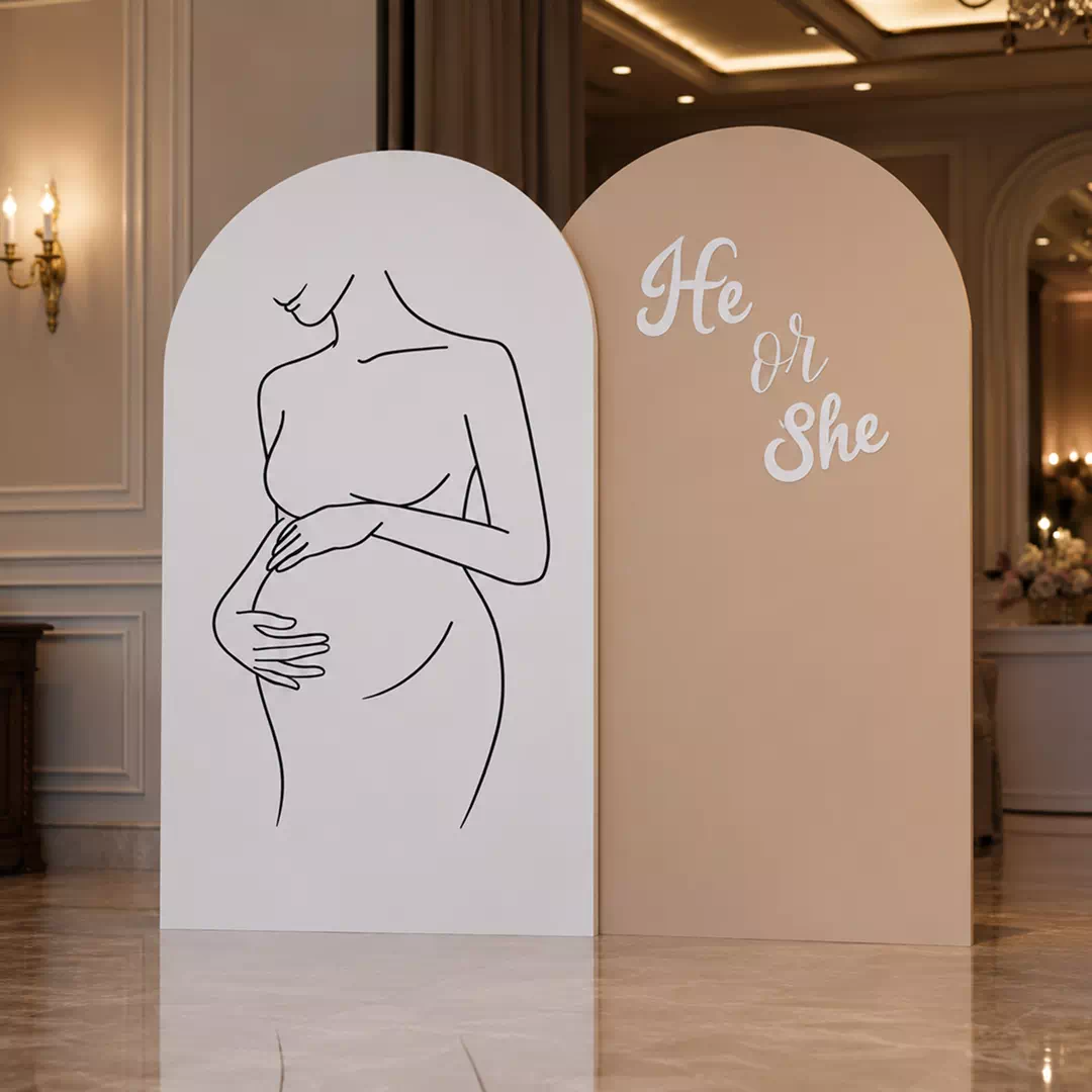 Pregnant Silhouette Line Art Backdrop – Gender Reveal Photo Backdrop UAE - Image 4