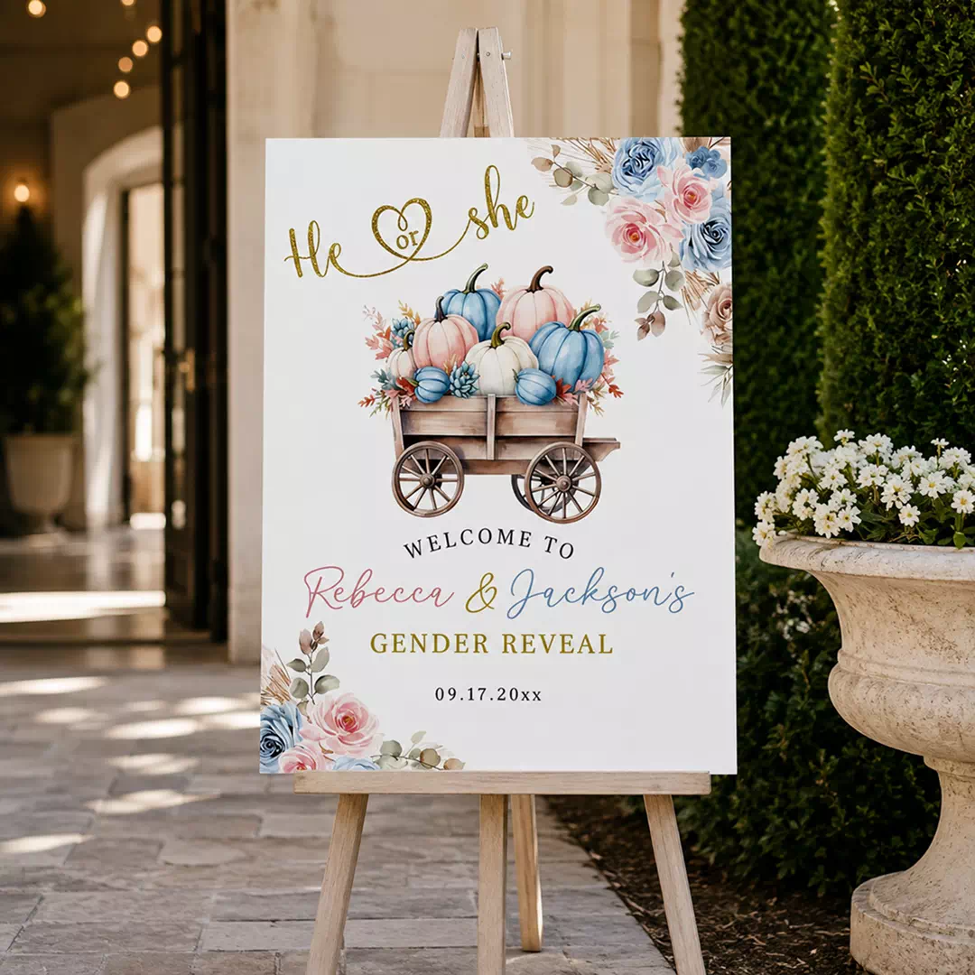 Vintage Wagon Floral Welcome Board – Personalised Gender Reveal Sign UAE - Image 2