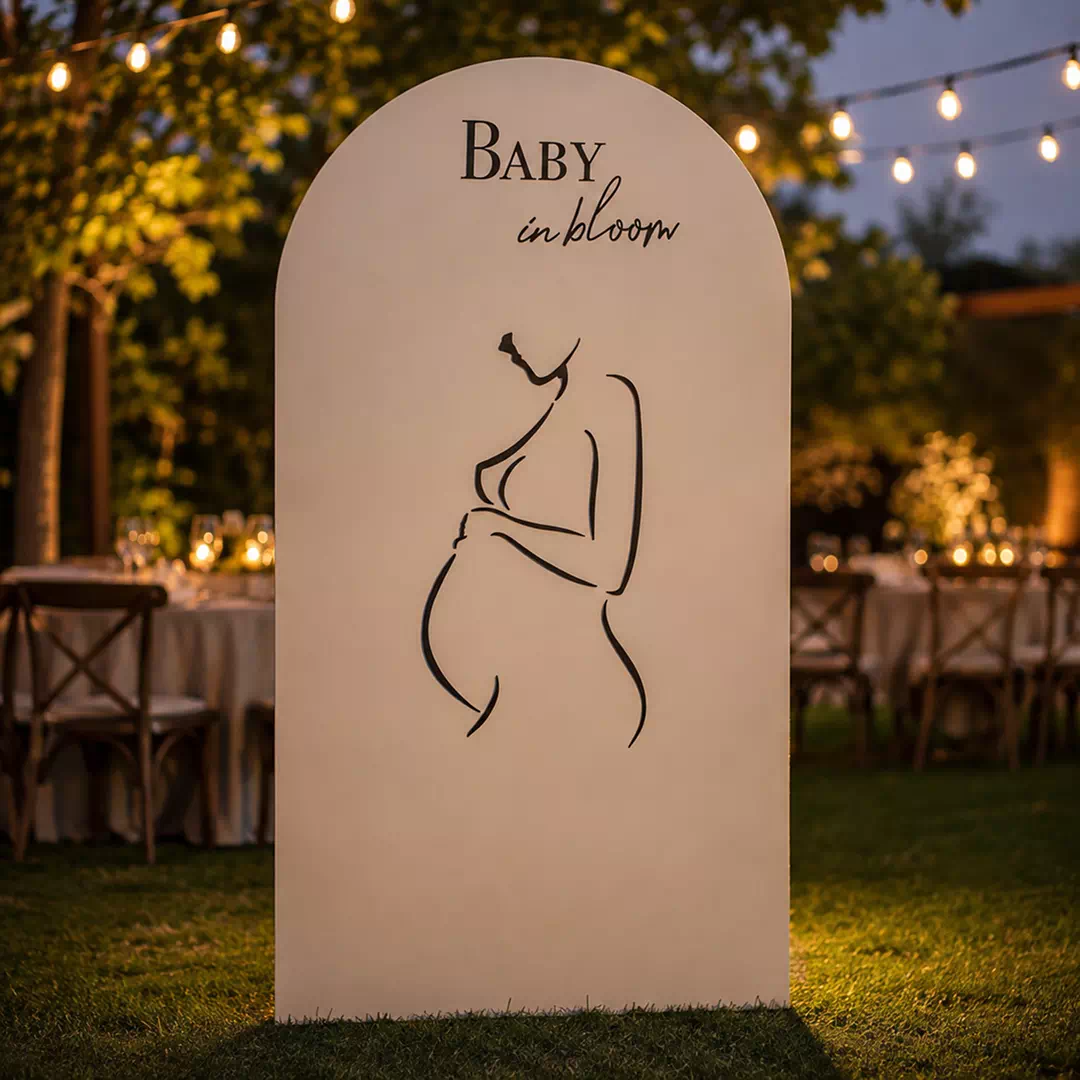 Pregnant Silhouette Baby Coming Backdrop – Gender Reveal Photo Backdrop UAE - Image 2